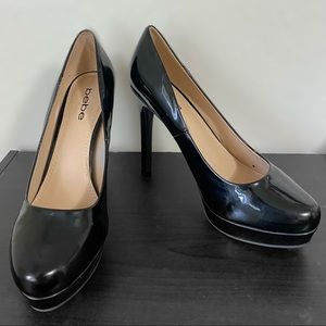 Bebe Black Platform Pump Heels